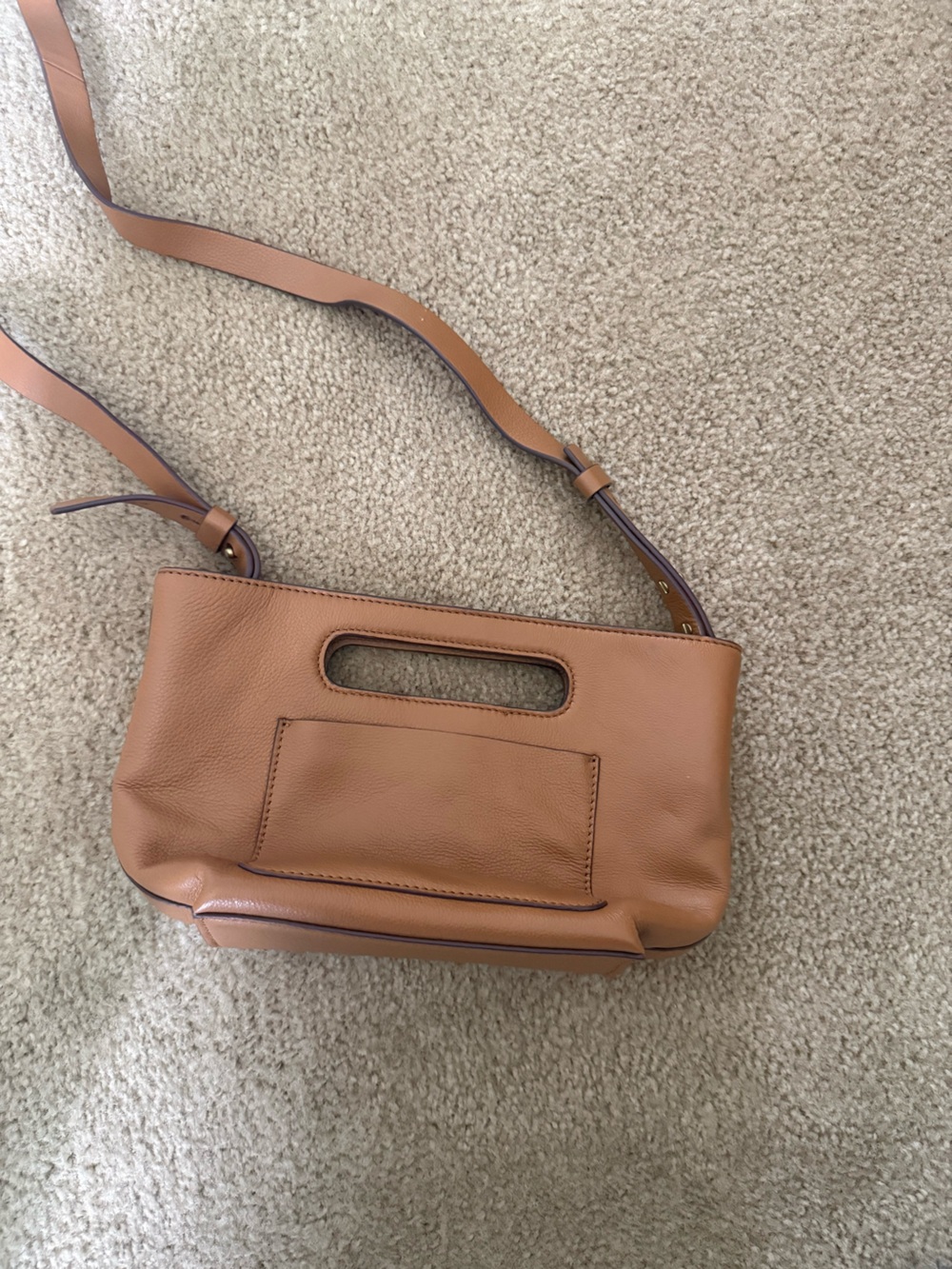 Lucky Brand Cognac Leather Crossbody with Cutout Handle